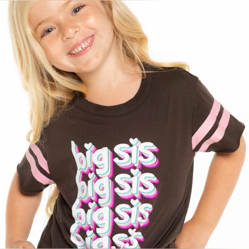 Nwt Chaser Big Sis T-Shirt - dark gray/ black and Pink Sz 5